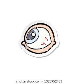 distressed sticker of a spooky staring eyeball cartoon