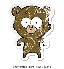 sticker angustiado de una caricatura de oso sorprendido