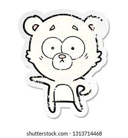 distressed sticker of a surprised polar bear cartoon