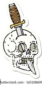 distressed sticker tattoo in traditional style of a skull