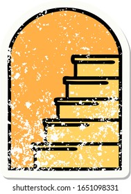 distressed sticker tattoo in traditional style of a doorway to steps