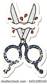 distressed sticker tattoo in traditional style of barber scissors