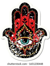 distressed sticker tattoo in traditional style of a hamza