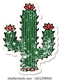 distressed sticker tattoo in traditional style of a cactus