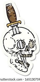 distressed sticker tattoo in traditional style of a skull