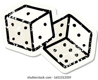 distressed sticker tattoo in traditional style of lucky dice