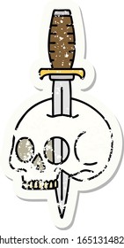 distressed sticker tattoo in traditional style of a skull