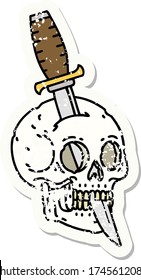 distressed sticker tattoo in traditional style of a skull