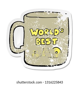 distressed sticker of a worlds best dad mug