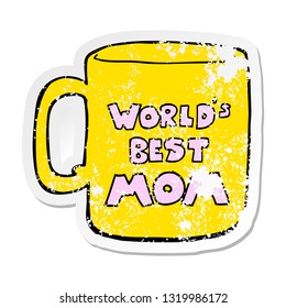 distressed sticker of a worlds best mom mug