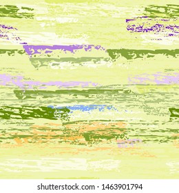 Distressed Stripes. Chalk Textures Surface. Seamless Pattern. Chalk Trends Motif. Summer Yellow and Green Backdrop. Texture Scratch Overlay Surface. Brush Vector Background.