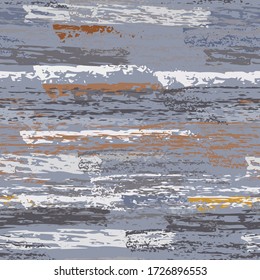 Distressed Stripes. Chalk Textures Surface. Seamless Pattern. Summer Chalk Trends Motif. Khaki and Camo Backdrop. Texture Scratch Overlay Surface. Brush Vector Background.