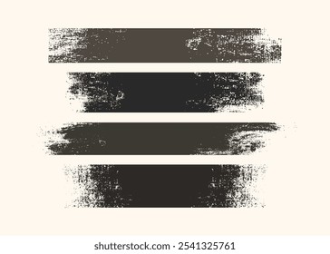 Distressed stroke texture, Grunge design elements, Rectangle text boxes, Dirty distress texture banners, Ink splatters, Grungy painted objects. Flat Paint Brush Thin Short