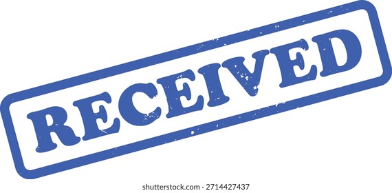 Diseño de sello de estilo afligido con la palabra Recibido en azul, con un aspecto sucio y texturizado. Aislado sobre un fondo transparente.