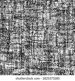 Distressed tartan texture. Old thick fabric. Monochrome graphics.