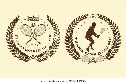 Distressed tennis logo set