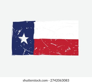 Distressed Texas State Flag Illustration with Grunge Texture |  Vintage Lone Star Flag of Texas Vector Design | Grungy Texas Flag Icon for Patriotic Independence Day Projects | Weathered Texas State Flag Graphic on Neutral Background