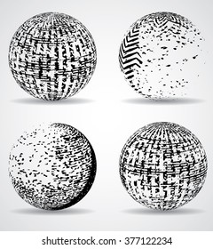 Distressed Texture Globe Sphere. Technology logo. Grunge circles
