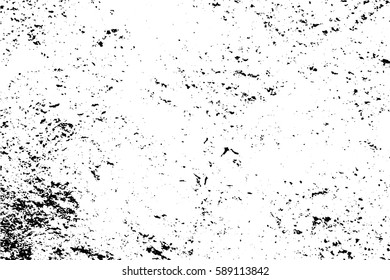 Distressed texture with grain and dirt. Obsolete concrete wall. Weathered asphalt surface. Black and white monochrome vector texture. Aged and scratched stone overlay for vintage effect. Grit trace