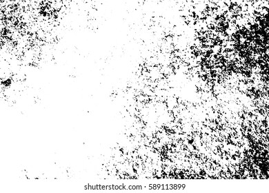 Distressed texture with grain and dust. Obsolete concrete wall. Weathered asphalt surface. Black and white monochrome vector texture. Aged and scratched stone overlay for vintage effect. Grit trace
