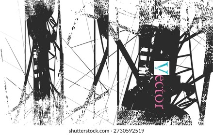 Línea de textura afligida con puntos, Ilustración vectorial Abstractas. textura gris con grunge, pinceladas abstractas, grunge abstracto, pinceladas grunge grises, pinceladas tinta paint.eps