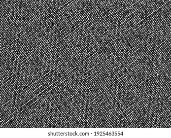 Distressed texture of weaving fabric. Vector illustration.