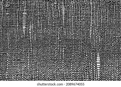 Distressed texture of weaving fabric. Vector background.