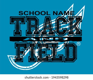 distressed track and field team design with winged foot for school, college or league