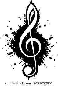 Distressed Treble Clef Clipart Creative Art Vector