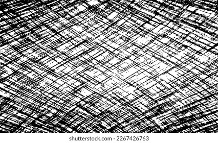 Distressed uneven grunge texture. 
Black and white background composed of irregular graphic elements. Abstract vector illustration. Isolated on white background.