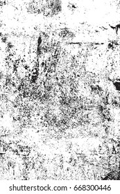 Distressed urban black overlay texture. Grunge dark grainy messy background. Dirty empty used cover template. Ink brushed renovate wall backdrop. Insane aging design element. EPS10 vector.