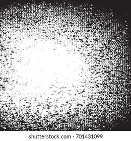 Distressed urban black overlay texture. Grunge dark grainy messy background. Dirty empty used cover template. Ink brushed renovate wall backdrop. Insane aging design element. EPS10 vector.