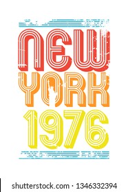a distressed, urban poster design New York vintage colorful for apparel