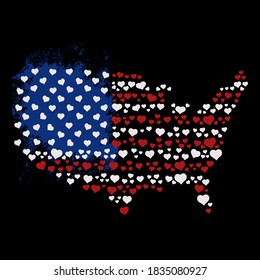 Distressed US Flag, American Flag with Map of USA Background vector design illustration