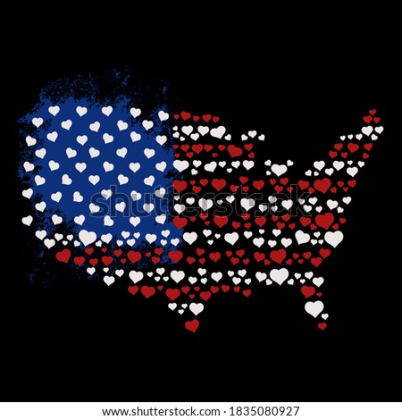 Distressed US Flag, American Flag with Map of USA Background vector design illustration