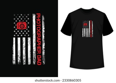 Distressed USA American Flag Photographer Dad Apparel for men, him, family, patriotic, patriot. Make an awesome gift for best dad, daddy, grandpa, father, uncle, grandad, grandfather, pops, papa