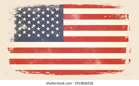 Distressed USA flag, American grunge texture flag. Vector