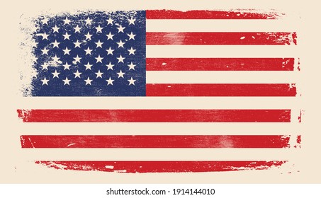 Distressed USA Flag, American Grunge Texture Flag. Vector