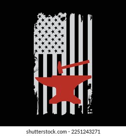 Distressed USA Flag Blacksmith funny t-shirt design