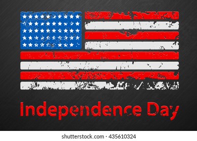 Distressed usa flag on metal background. Independence day of America grunge poster. Industrial design