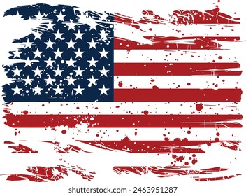 Distressed USA Flag Vector Illustration - Grunge American Flag with Stars and Stripes for 4th of July Independence Day Celebration, Patriotic Decor, Vintage Retro Style Art Design