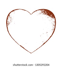 Distressed valentine heart shape. Thin love holiday frame border artistic design template. EPS10 vector.