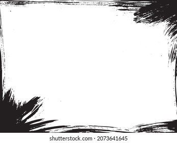 Distressed vector background with splash in corner. Grunge paintbrush frame.