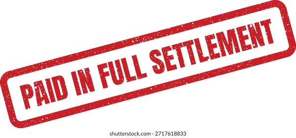 A distressed vector stamp in red, confirming the complete settlement of an account or agreement. Useful for legal and financial document representation.