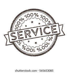 Distressed Vector Stamp Seal - hundred percent Service - Simple Grunge Sign