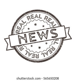 Distressed Vector Stamp Seal - Real  life factual News - Simple Grunge Sign