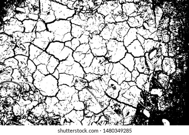 Distressed vector texture. Black grit over transparent background. Cracked glass surface trace. Vintage effect overlay. Monochrome weathered texture grit. Natural noisy backdrop. Grungy abstraction