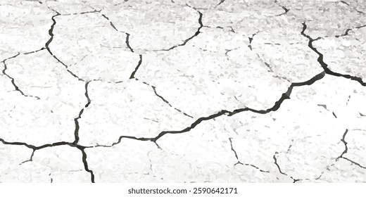 Distressed Vector Texture Overlays of Cracked Surfaces from Earthquakes, Featuring Black, White, and Grey Wall, Floor, and Land Backgrounds with Realistic Damage Effects.
