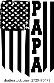 Distressed Vertical USA Flag Typografie Silhouette mit Papa Lettering