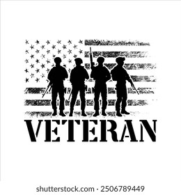 Distressed Veteran American Flag T-Shirt Design.